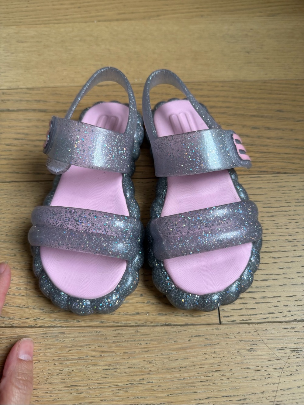 Melissa Kids Glitter Jelly Sandals in Pink and Silver